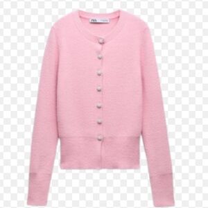Zara Pink Pearl Button Cardigan
